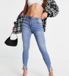 Parisian Tall Slit Hem Skinny Jeans In Light Wash Blue-blues