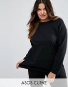 Asos Curve Ultimate Long Sleeved Tunic Oversized T-shirt - Black