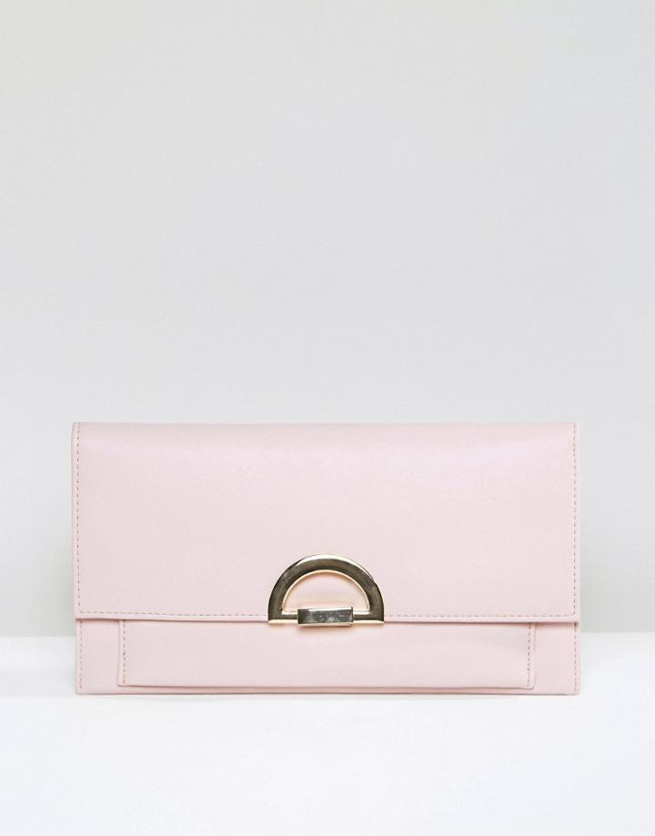 Asos Slim Clutch Bag With Curved Lock - Purple