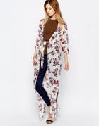Daisy Street Maxi Kimono In Floral Print
