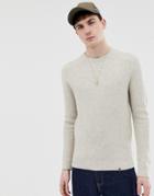 Pretty Green Textured Knitted Crewneck Sweater In Stone - Stone