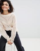 Selected Open Weave Knitted Sweater - Pink