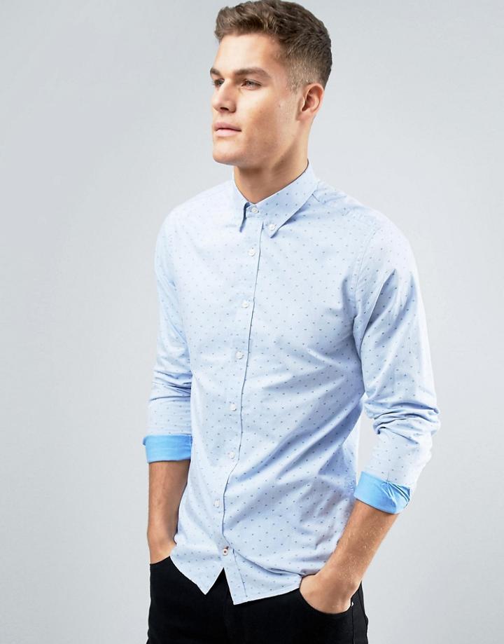 Tommy Hilfiger All Over H Print Shirt Buttondown Slim Fit - Blue