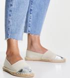 London Rebel Wide Fit Espadrilles In Ecru-white