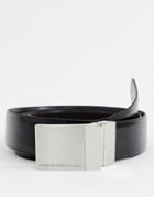 French Connection Reversible Leather Plaque Belt-black