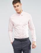 Asos Wedding Stretch Slim Sateen Shirt In Pink - Pink