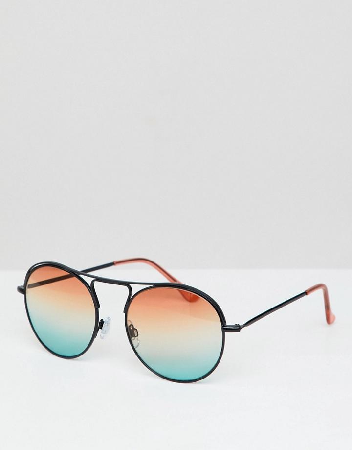 Jeepers Peepers Round Sunglasses With Gradient Lens - Red