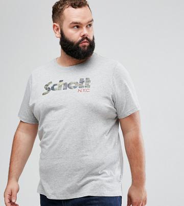Schott Plus Camo Logo T-shirt Slim Fit In Gray Marl - Gray