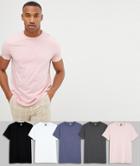 Asos Design 5 Pack Organic T-shirt With Crew Neck Save - Multi