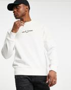 Fred Perry Color Block Sweatshirt In White