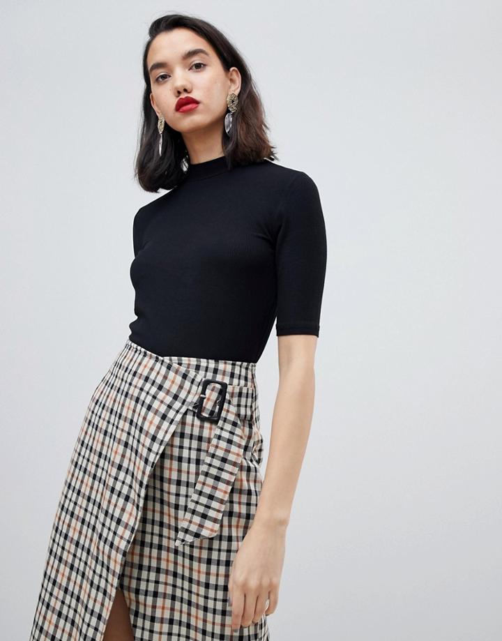 Vero Moda Funnel Neck Half Sleeve T-shirt - Black