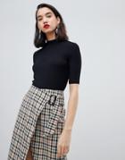 Vero Moda Funnel Neck Half Sleeve T-shirt - Black