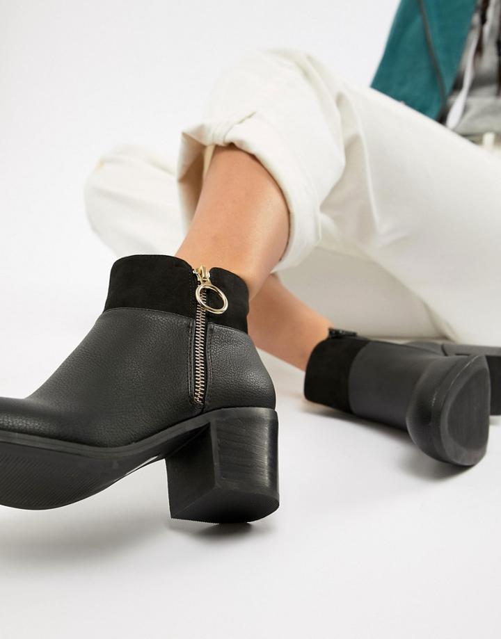 Office Amara Chunky Black Gold Ring Heeled Boots - Black