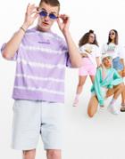 Asos Daysocial Oversized T-shirt In Purple And Blue Tie-dye Wash