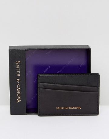 Smith And Canova Classic Leather Card Holder - Black