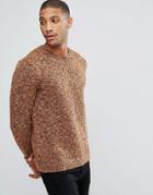 Asos Heavyweight Textured Sweater In Rust - Orange