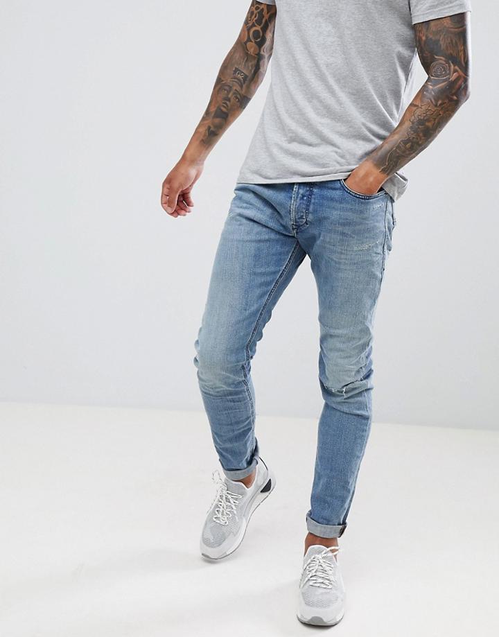 Diesel Tepphar Blasted Skinny Jeans 084vi - Blue