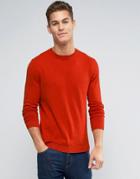 Asos Crew Neck Sweater In Orange Cotton - Orange