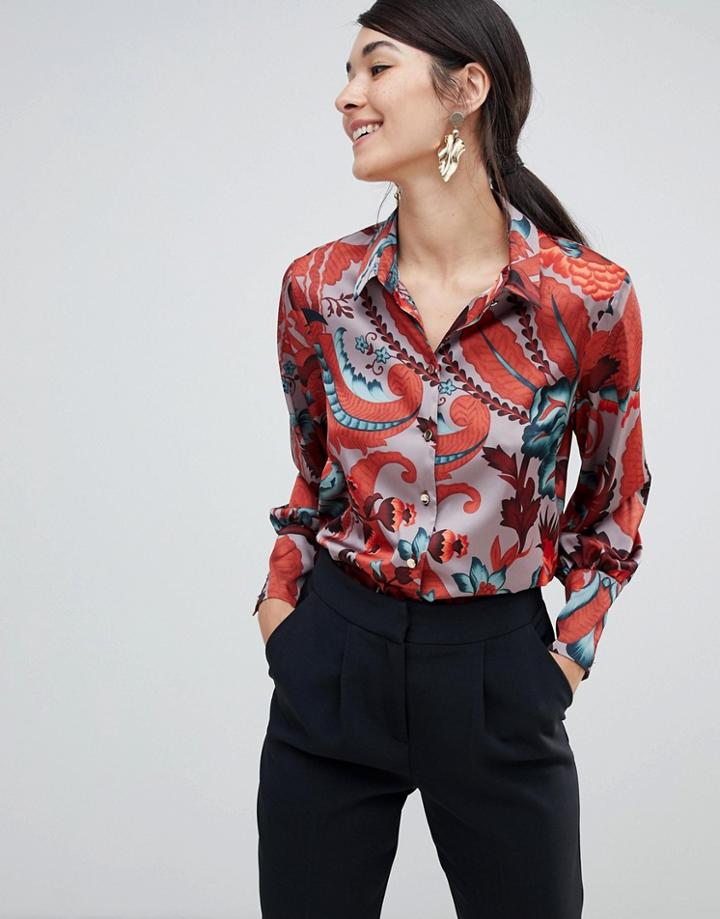 Closet London Printed Blouse In Multi - Multi