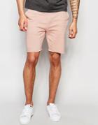Asos Mid Length Jersey Shorts In Light Pink - Rose Dust