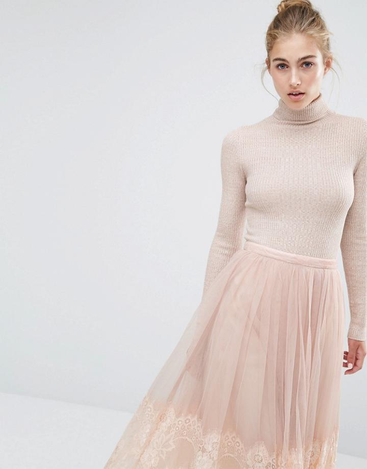 Miss Selfridge Rib Rollneck Sweater - Beige