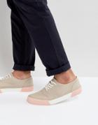 Asos Lace Up Sneakers In Stone With Contrast Sole - Stone