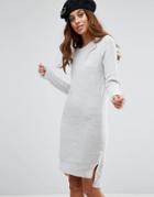 Brave Soul Jupiter V Neck Sweater Dress - Gray