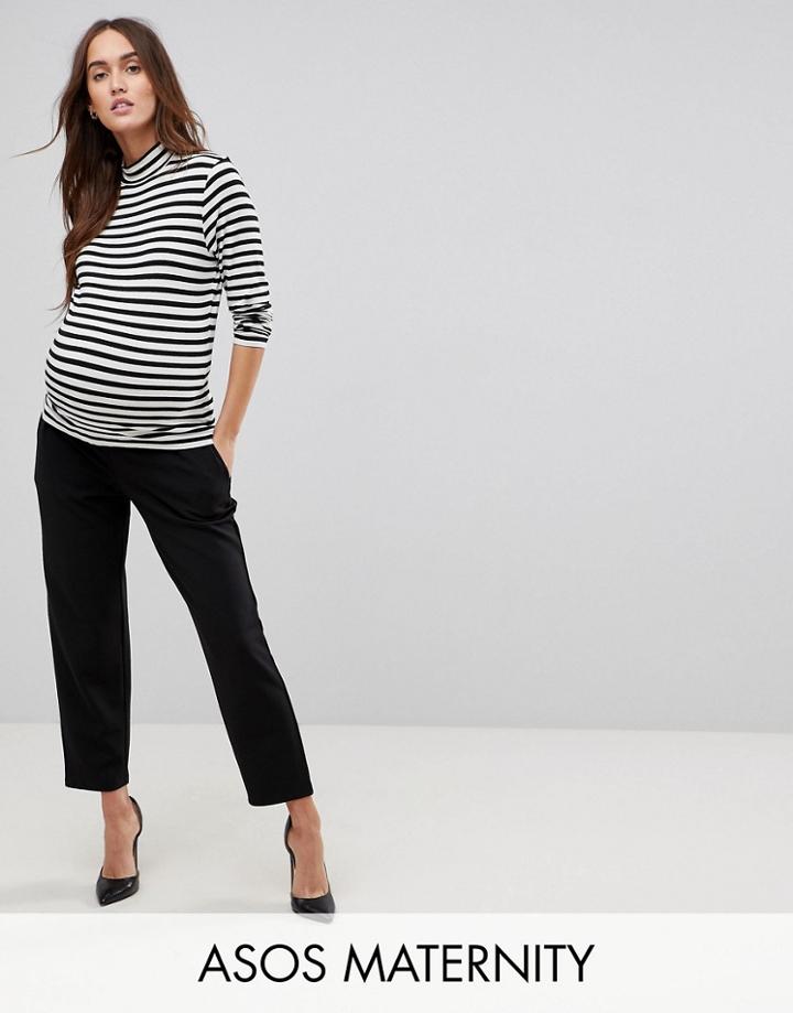 Asos Maternity Pull On Tapered Black Pants In Jersey Crepe - Black