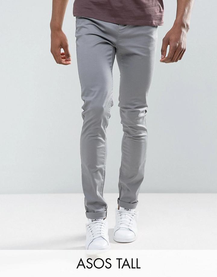 Asos Tall Skinny Chinos In Light Gray - Gray