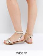 Asos Feel Good Wide Fit Flat Sandals - Gold