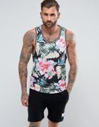 Good For Nothing Tank In Black With Tropical Print - Black