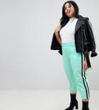 Asos Curve Cropped Track Pant Pants With Side Tape - Green