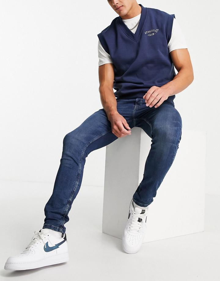 Only & Sons Slim Fit Jeans In Mid Wash Blue-blues
