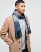Asos Woven Scarf In Navy Textured Yarn - Blue