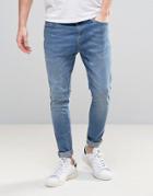 Bershka Super Skinny Jeans In Mid Wash - Blue