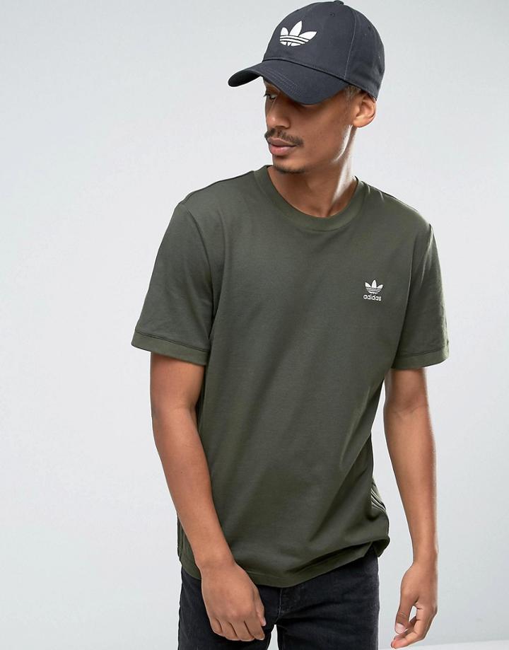 Adidas Originals Fallen Future T-shirt In Khaki Br1811 - Green