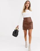 Glamorous Mini Skirt In Faux Croc-brown