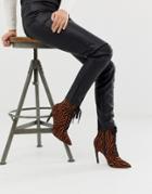 Asos Design Elaina Tiger Print Lace Up Boots-multi