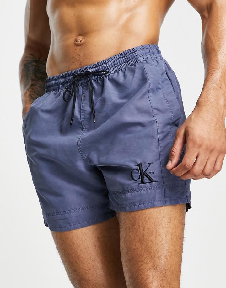 Calvin Klein Small Icon Logo Swim Shorts In Navy