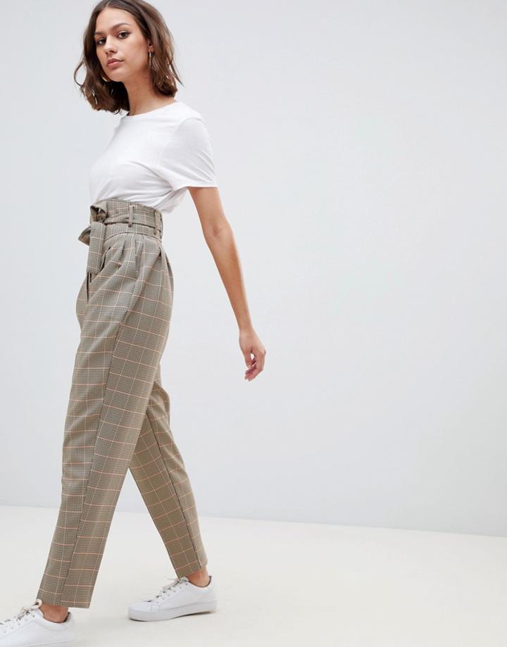 Asos Design Balloon Tapered Pants In Heritage Check - Multi