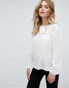 Missguided Cheesecloth Tassel Detail Top - White
