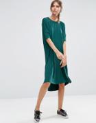 Asos Oversize T-shirt Dress With Curved Hem - Green