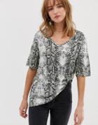 Jdy Snake Print V Neck T-shirt - Multi