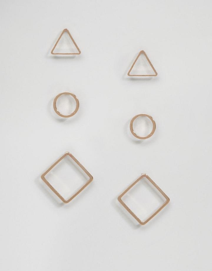Monki Shape Multi Pack Earrings - Gold