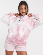 Night Addict Oversized Hoodie With Rhinestone Logo In Pink Tie Dye-grey