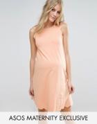 Asos Maternity Shift Dress With Scallop Detail - Pink