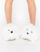 New Look White Fluffy Dog Slipper - White