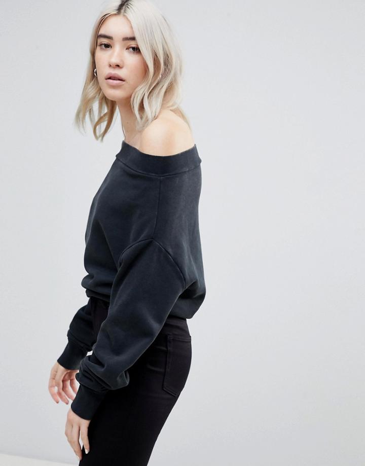 Cheap Monday Messy Off Shoulder Sweater - Black