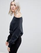 Cheap Monday Messy Off Shoulder Sweater - Black