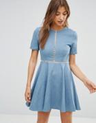 Oh My Love Demin Dress With Insert - Blue Denim
